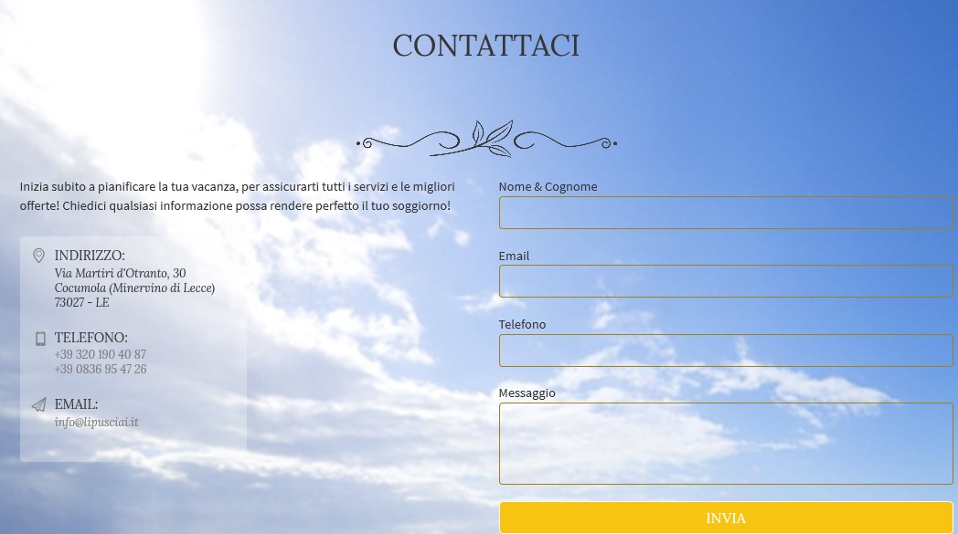 Sito web per Hotel o Bnb - Contact Form personalizzato