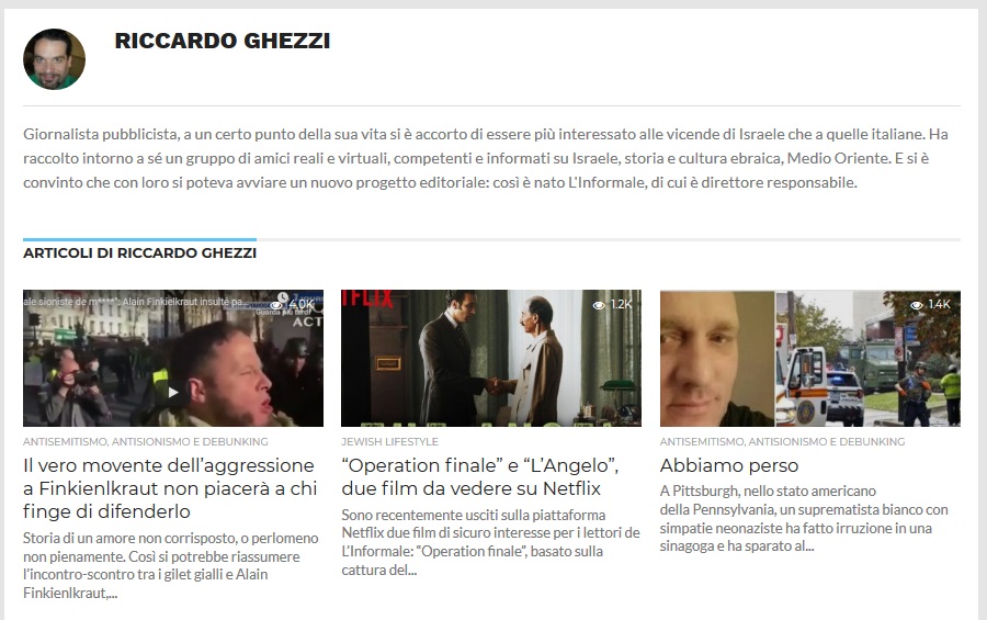 Sito web in wordpress per Giornale Online - Pagina Autore