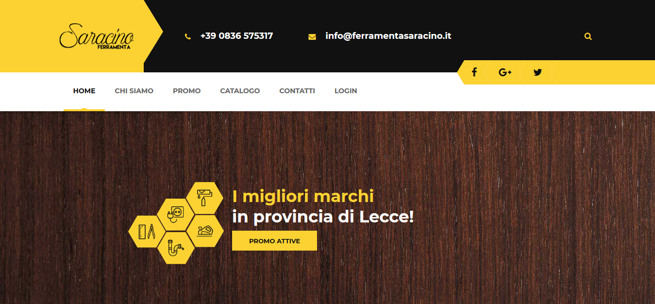 Sito web catalogo on line per negozio reale - Homepage con slider