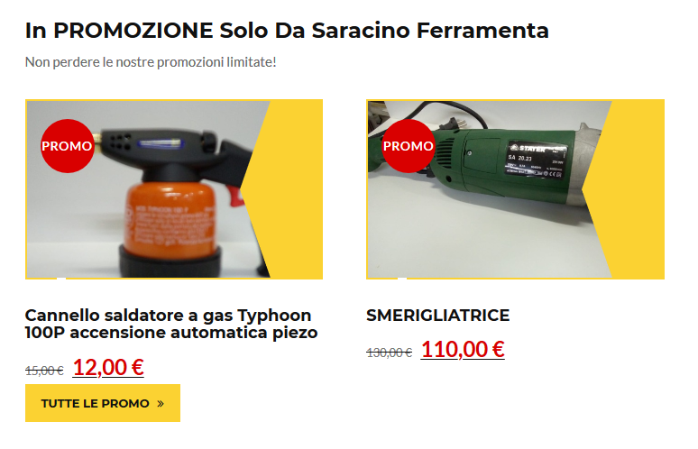 Sito web catalogo on line per negozio reale - Promozioni