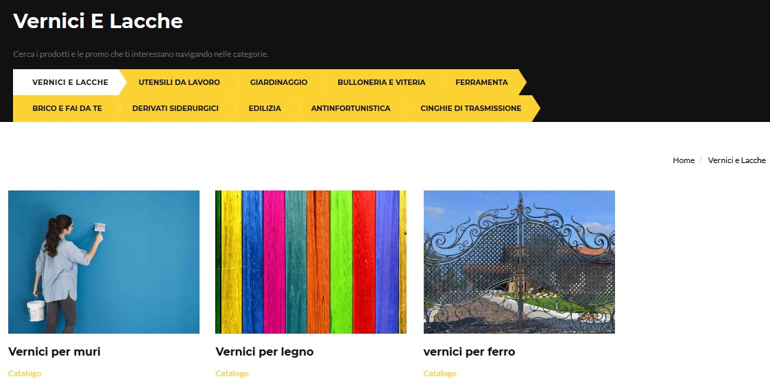 Sito web catalogo on line per negozio reale - Sottocategorie 2