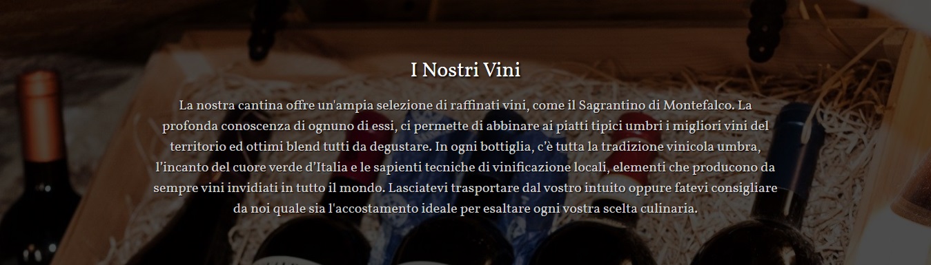 Sito web per Ristorante - Sezione sui Vini Locali